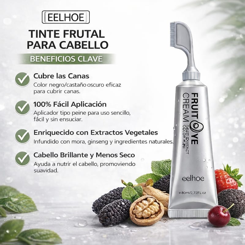 TINTE FRUTAL CUBRE CANAS – Con Peine Aplicador 🌿