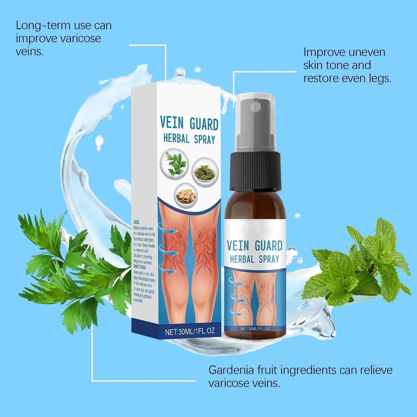 🌿 VeinGuard Spray Herbal – Frescura y Ligereza para tus Piernas + ENVÍO GRATIS