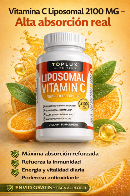🍊Vitamina C Liposomal 2100 mg + ENVIO GRATIS -  Con la potencia de 40 Naranjas 🔥