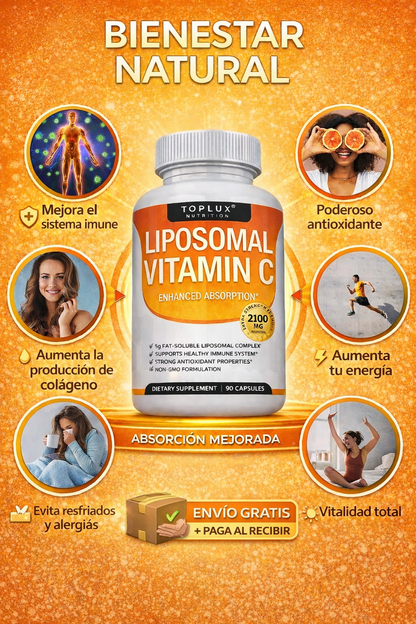 🍊Vitamina C Liposomal 2100 mg + ENVIO GRATIS -  Con la potencia de 40 Naranjas 🔥