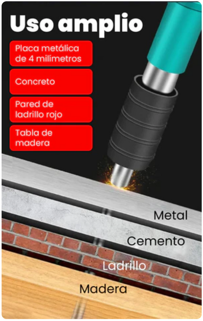 PISTOLA REMACHADORA + 3 accesorios GRATIS, Potencia real para trabajos difíciles