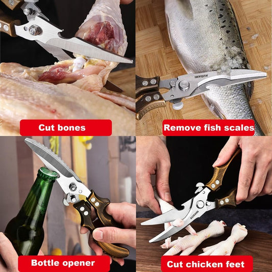 ✂️TIJERA Multiuso: Diseñadas para cortar carne, aves, huesos, verduras y pescado