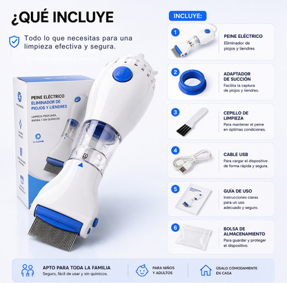 ⚡🪮Peine eléctrico eliminador de piojos y liendres🕷️ + ENVIO GRATIS🚚