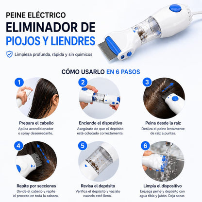 ⚡🪮Peine eléctrico eliminador de piojos y liendres🕷️ + ENVIO GRATIS🚚