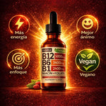 Complejo B Líquido Vegano – B12, B6, B1, Niacina y Folato + ENVIO GRATIS 🎁